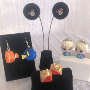 DISNEY fun earrings lot-ELSA from FROZEN, WINNIE the POOH BEAR, NEMO & DORY